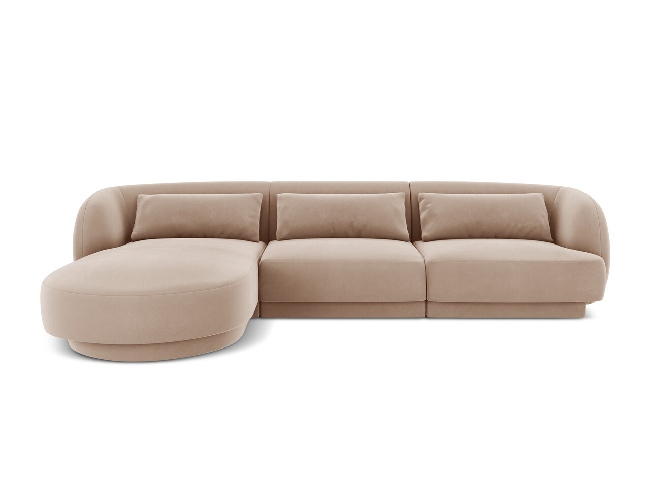 Coltar stanga 4 locuri, Tulum, Cosmopolitan Design, 255x156x70 cm, catifea, bej - imagine 7